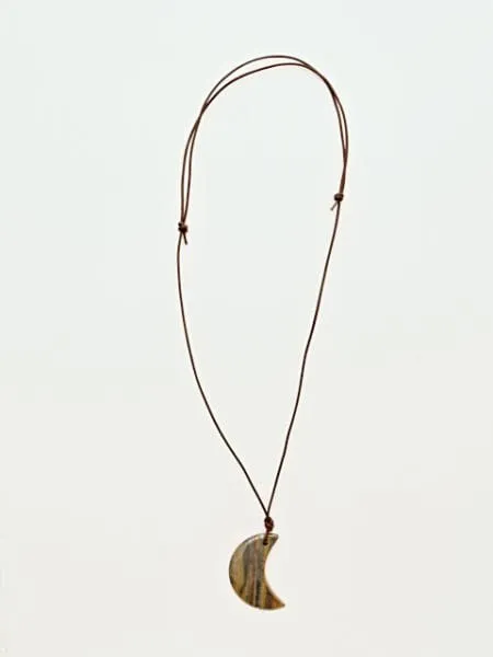 Gemstone Crescent Pendant Necklace