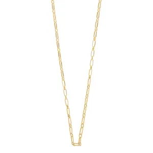 Geo Rectangular Link Long Necklace With Clip Fastening - Gold