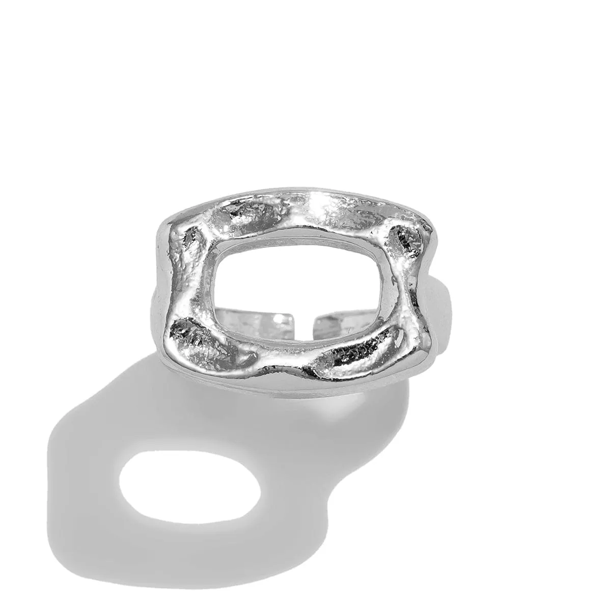 Geometic Irregular Hollow Square Open Ring