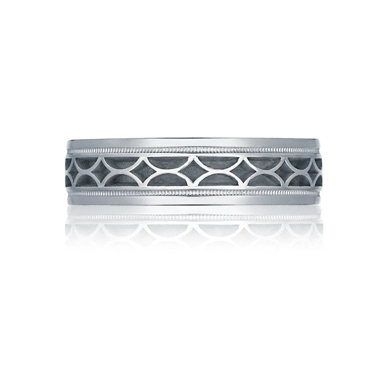 Geometric 18K White Gold High Polish Finish Wedding Band Ring