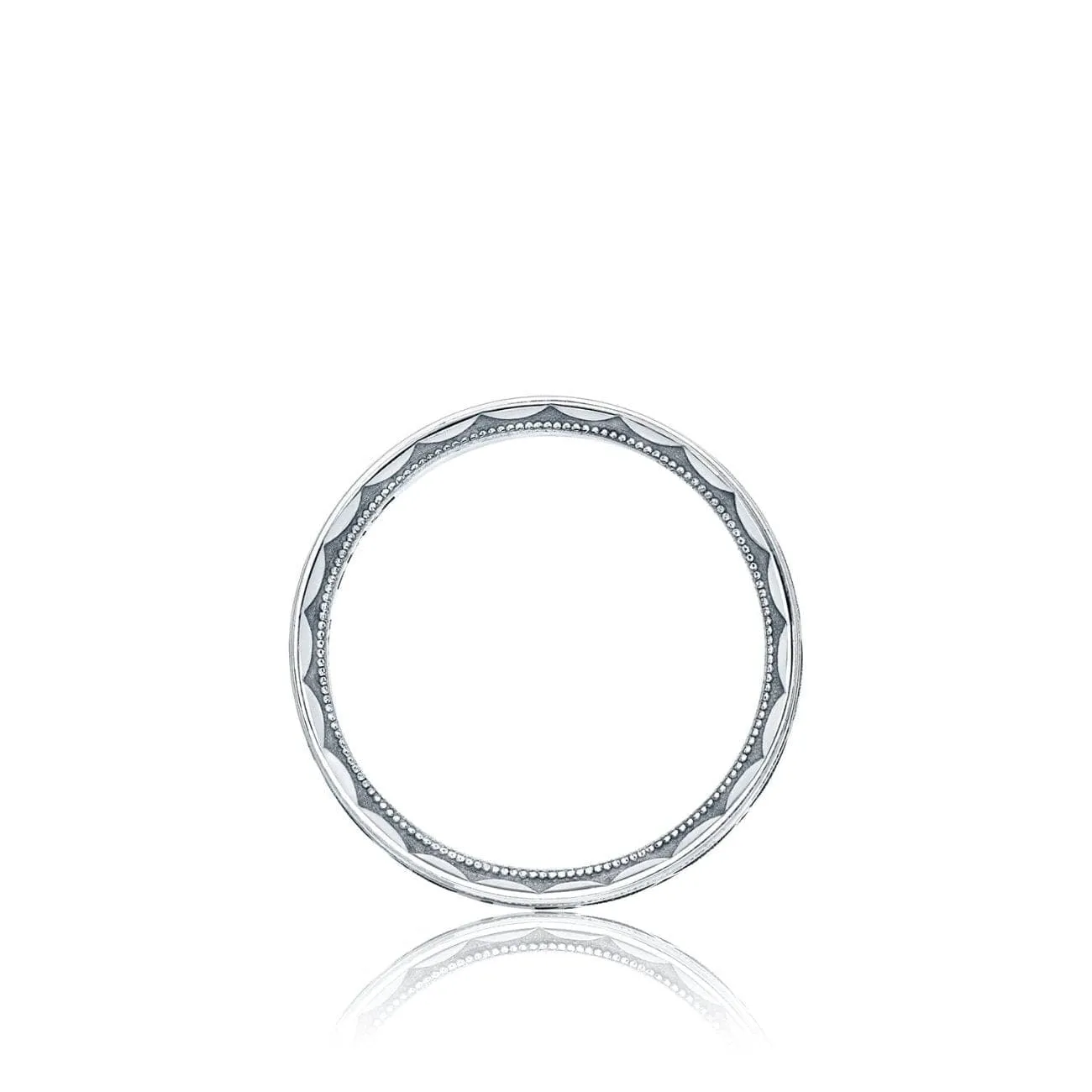 Geometric 18K White Gold High Polish Finish Wedding Band Ring