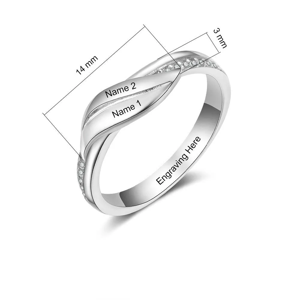 Geometric Leaf Customized Engraved Ring For Women