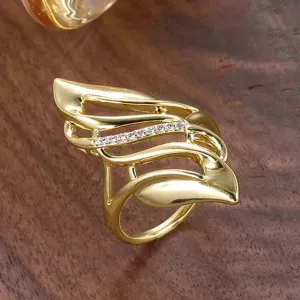 Geometric Shaped Finger Ring for Women Luxury Wedding Band Accessory Hollow Out Modern Fashion Design New Jewelry
