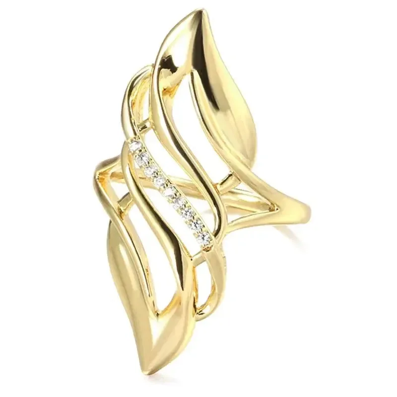 Geometric Shaped Finger Ring for Women Luxury Wedding Band Accessory Hollow Out Modern Fashion Design New Jewelry