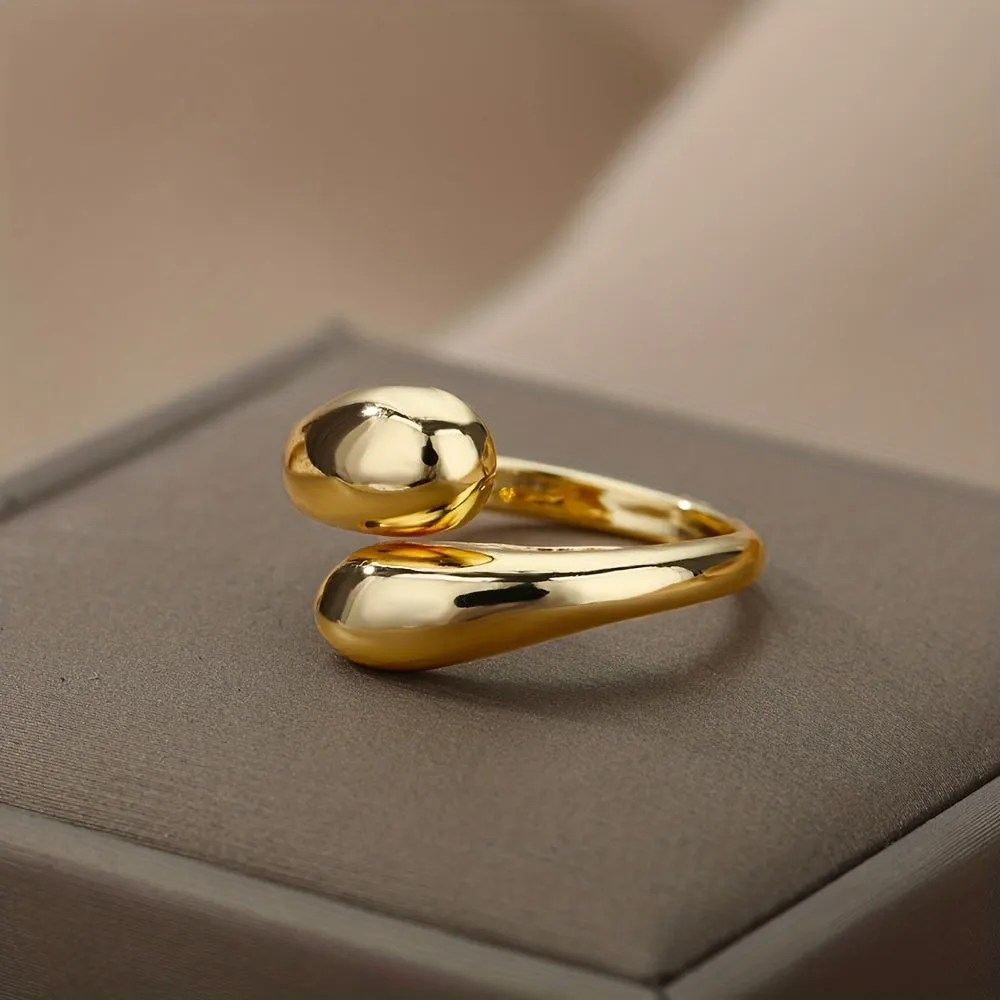 Geometric Water Drop Copper Men's Ring