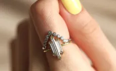 Georgia Moss Agate Ring with Accent Diamonds
