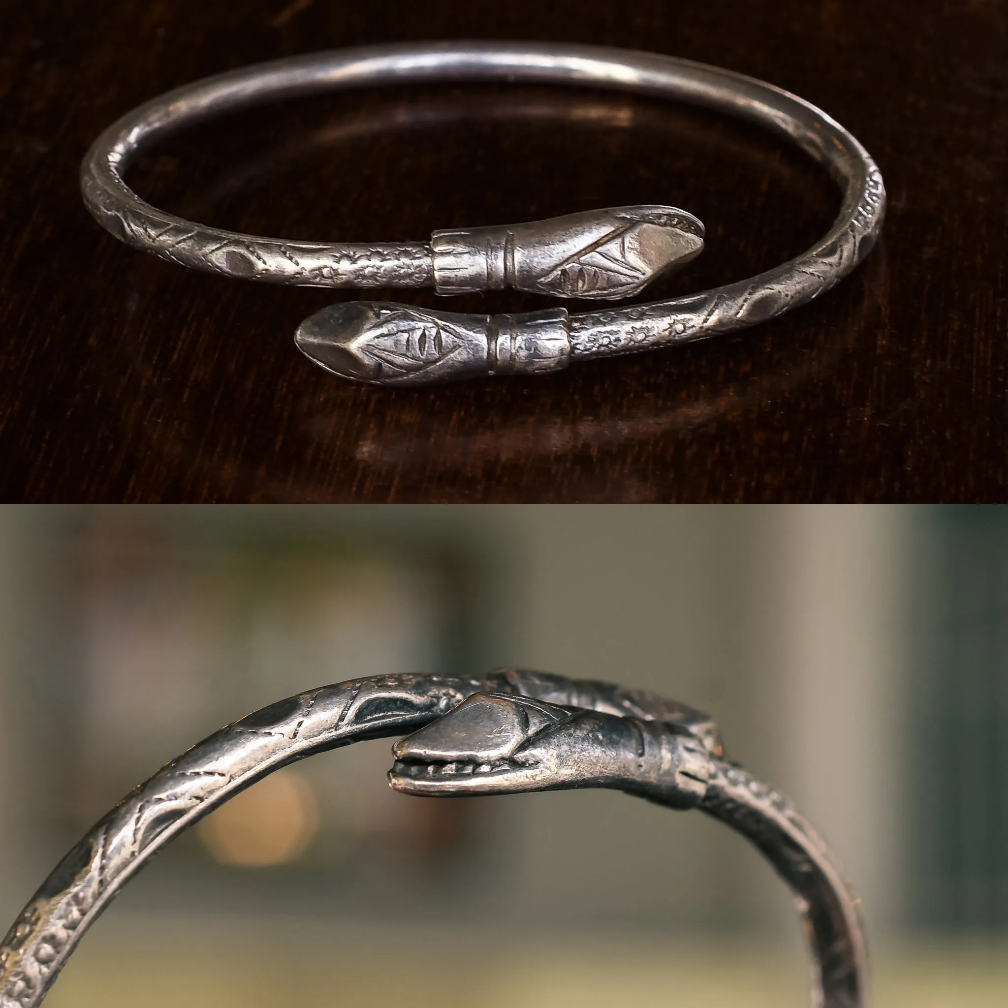 Georgian Silver Double Snake Bangle