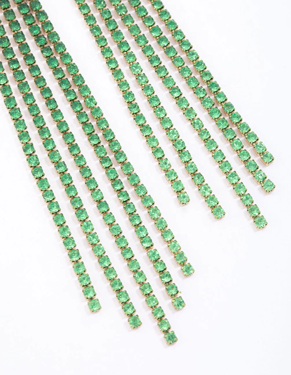 Gold & Green Layered Cup Chain Drop Earrings