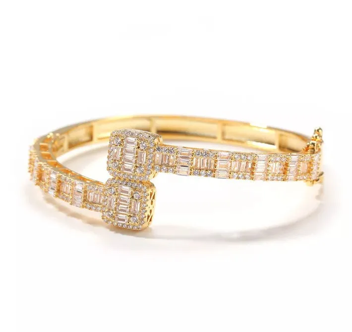 Gold Bracelet | Iced Out Bracelet | Baguette Bracelet | Gold Bangle | Cuff Bracelet