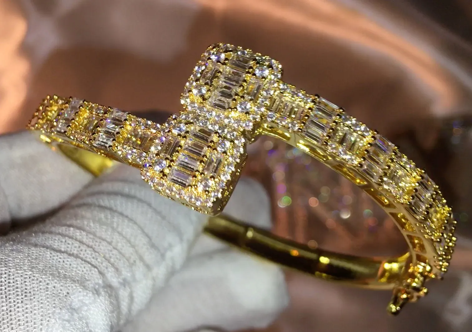 Gold Bracelet | Iced Out Bracelet | Baguette Bracelet | Gold Bangle | Cuff Bracelet