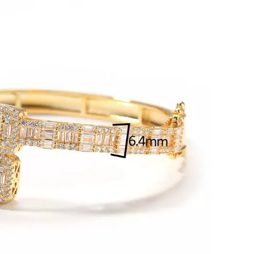 Gold Bracelet | Iced Out Bracelet | Baguette Bracelet | Gold Bangle | Cuff Bracelet