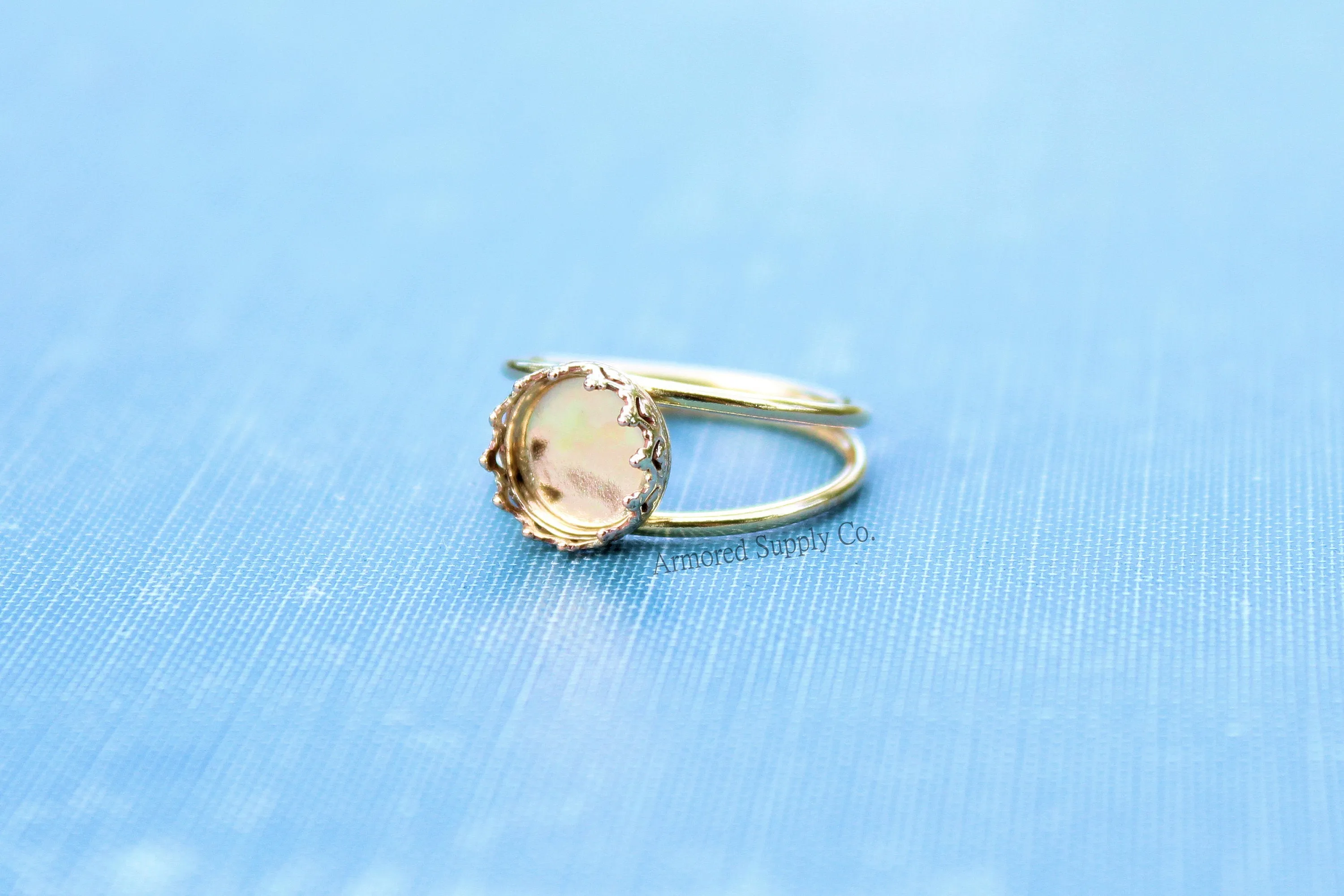 Gold Double Band 8mm Crown Bezel Ring blank