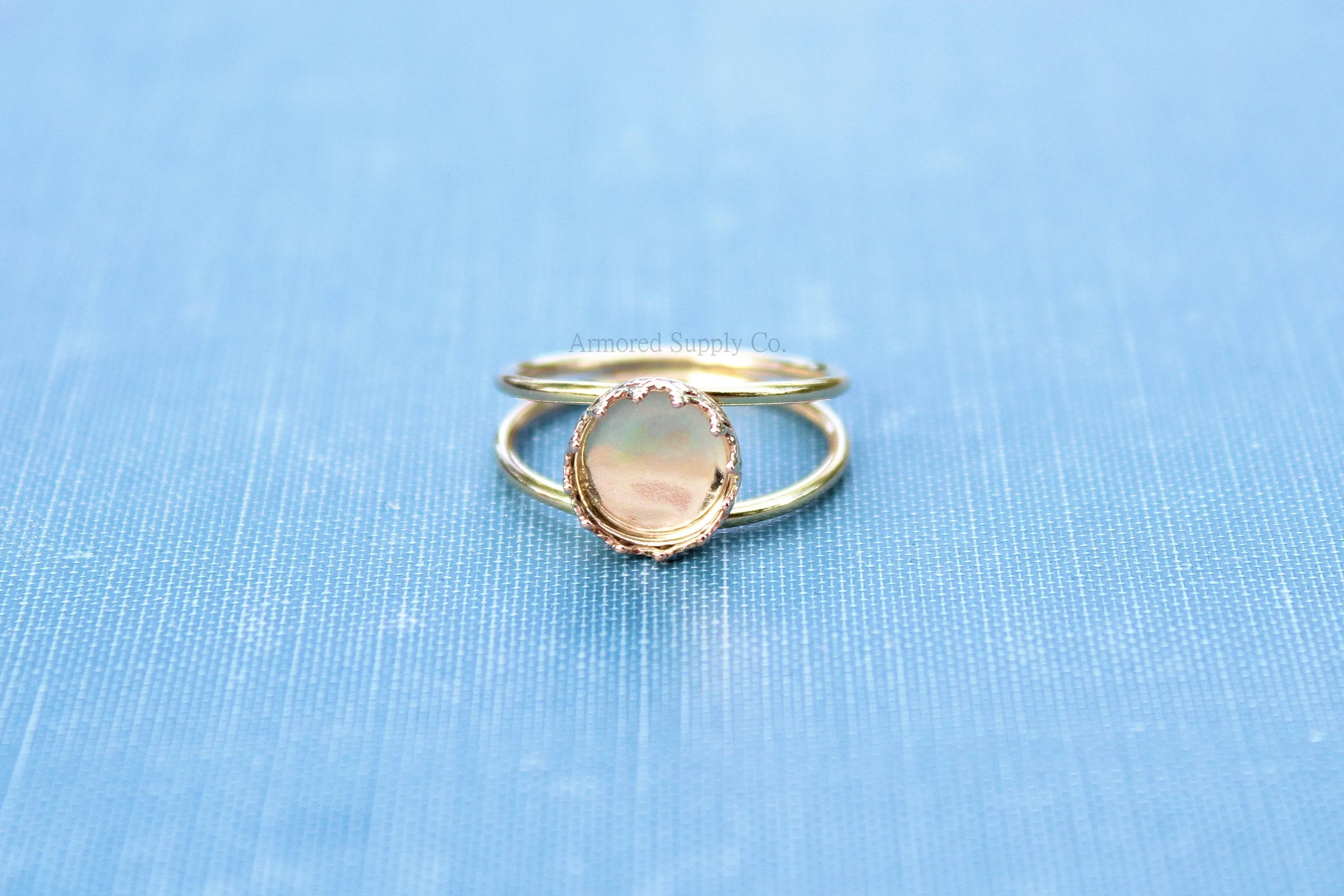 Gold Double Band 8mm Crown Bezel Ring blank