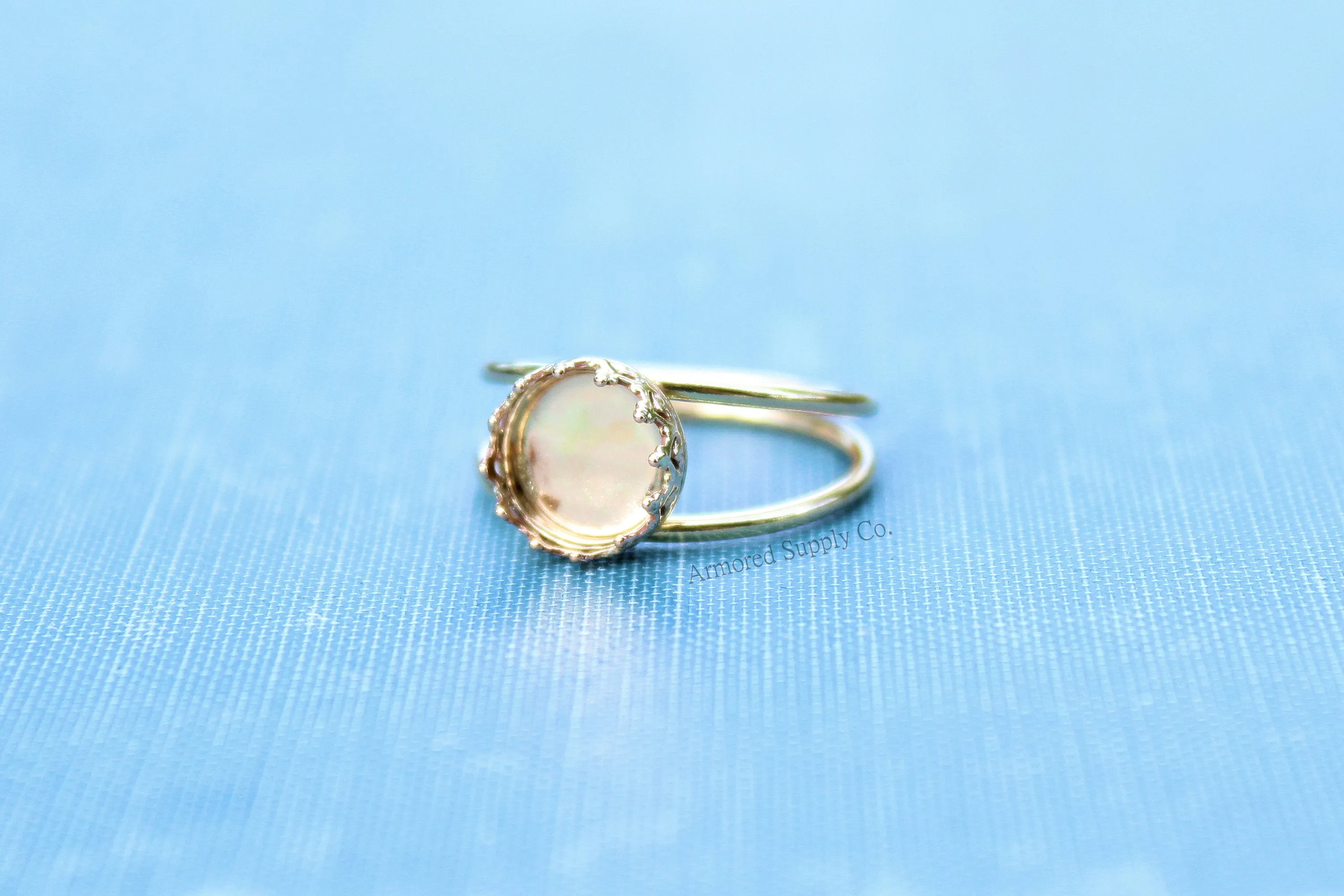 Gold Double Band 8mm Crown Bezel Ring blank