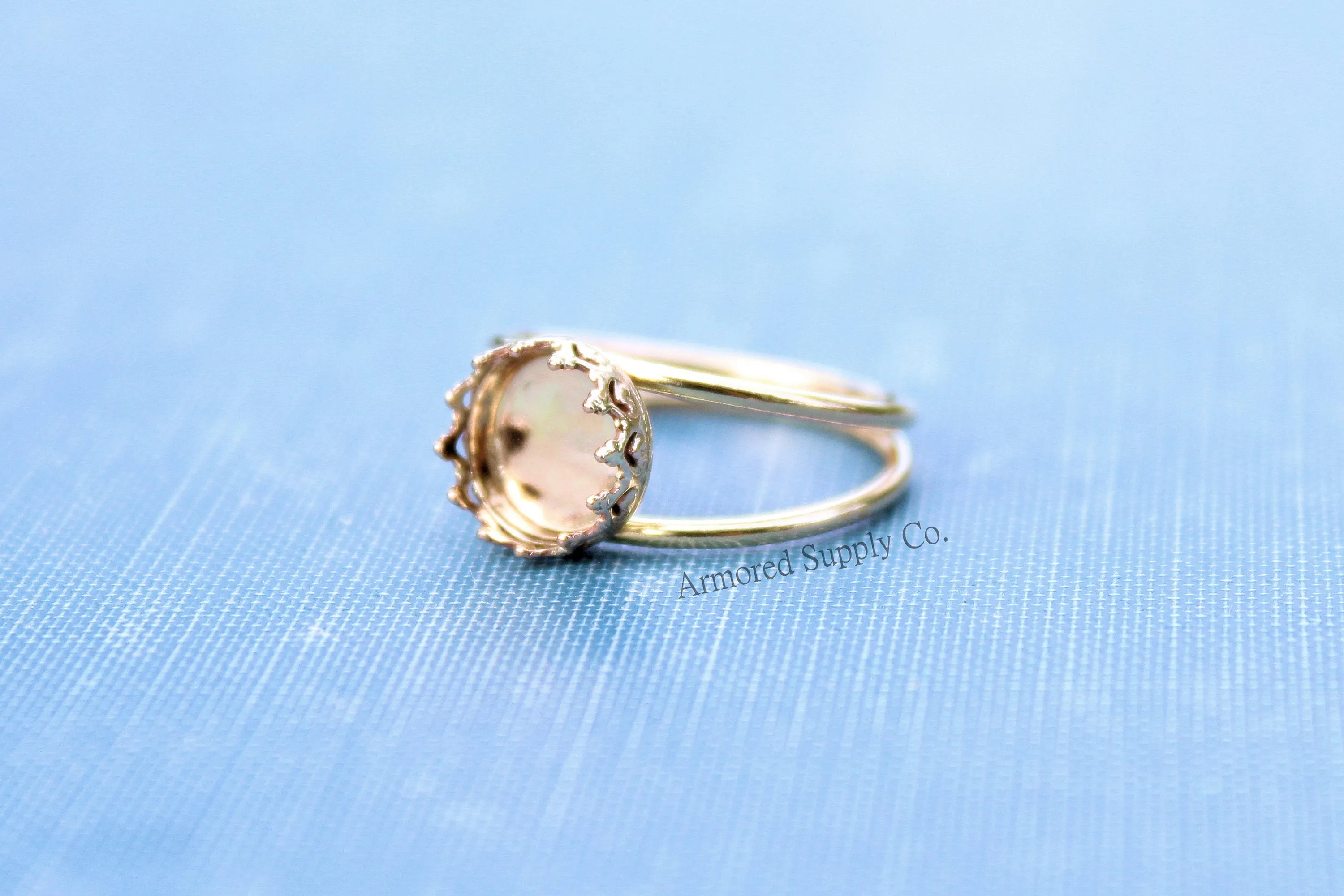 Gold Double Band 8mm Crown Bezel Ring blank