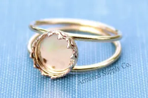 Gold Double Band 8mm Crown Bezel Ring blank