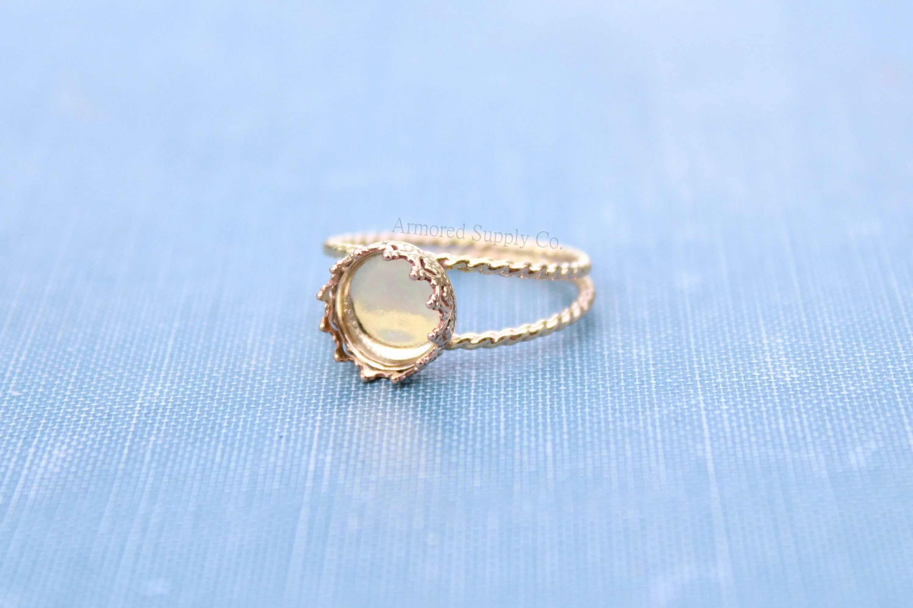 Gold Double Rope Band 8mm Crown Bezel Ring blank