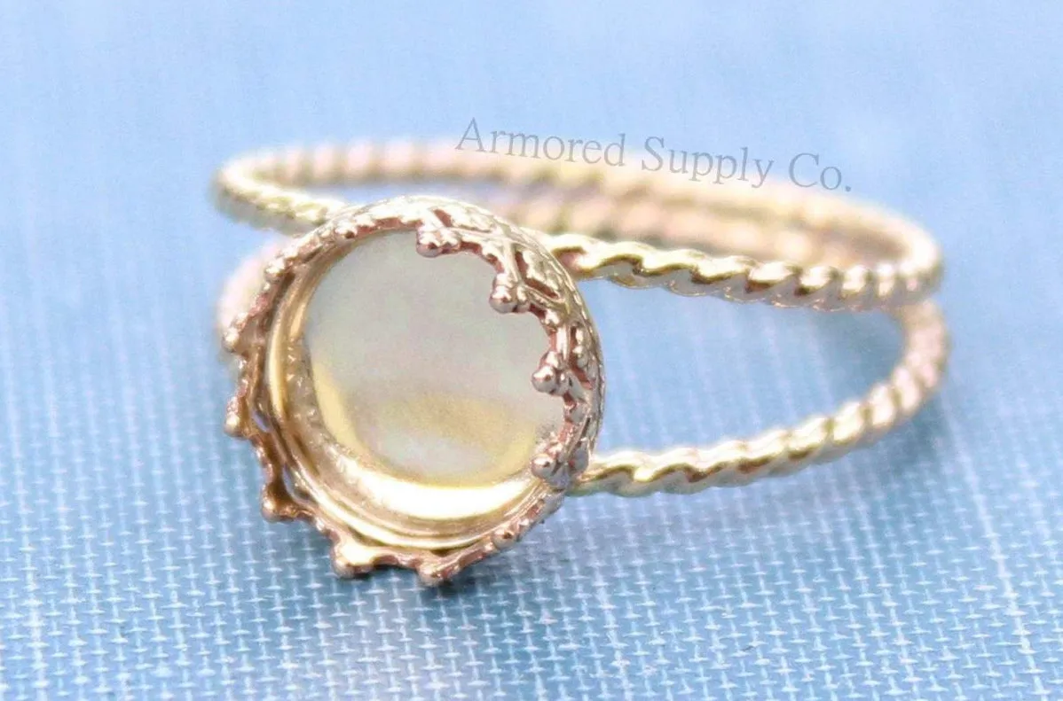 Gold Double Rope Band 8mm Crown Bezel Ring blank
