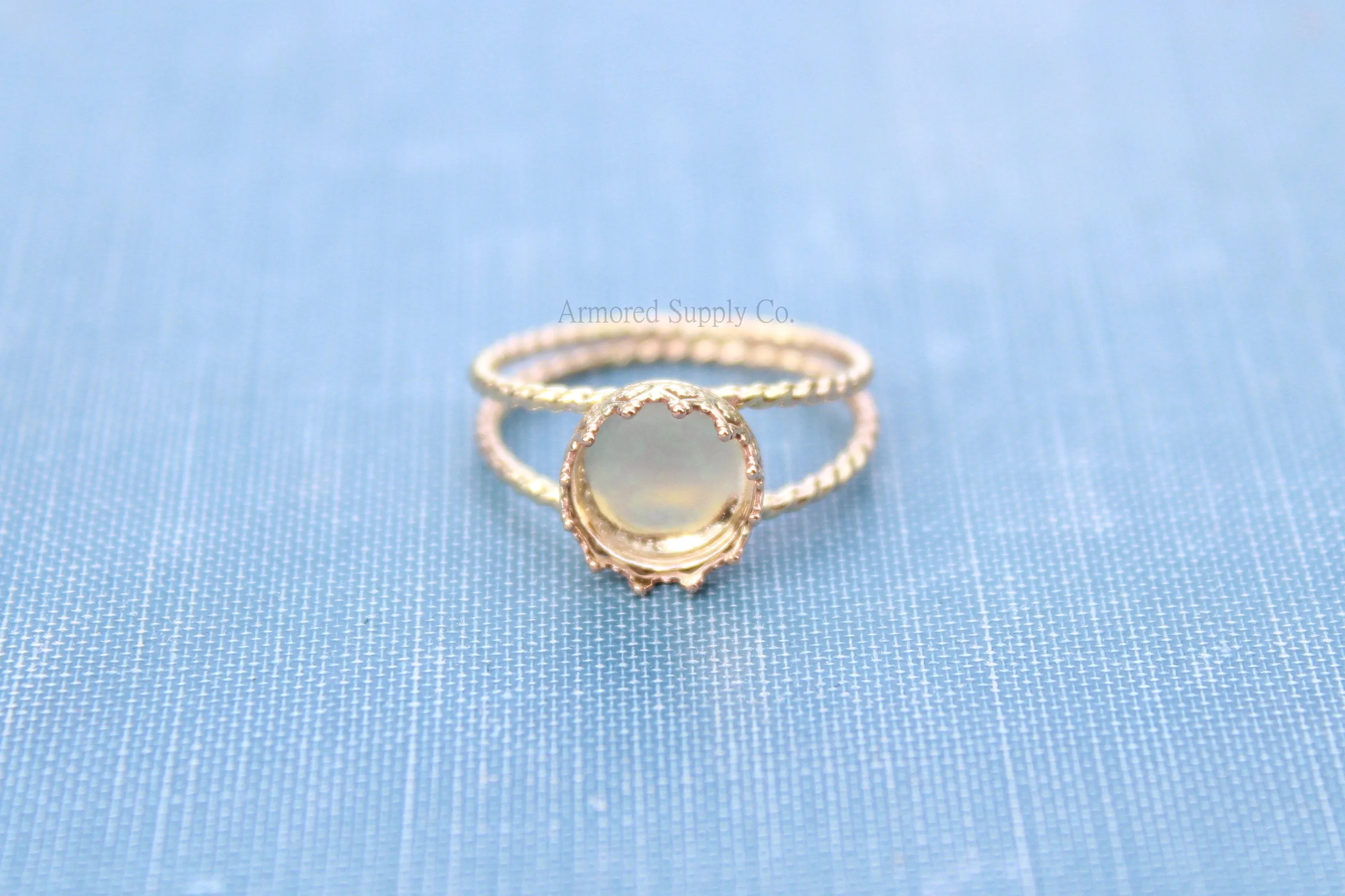 Gold Double Rope Band 8mm Crown Bezel Ring blank
