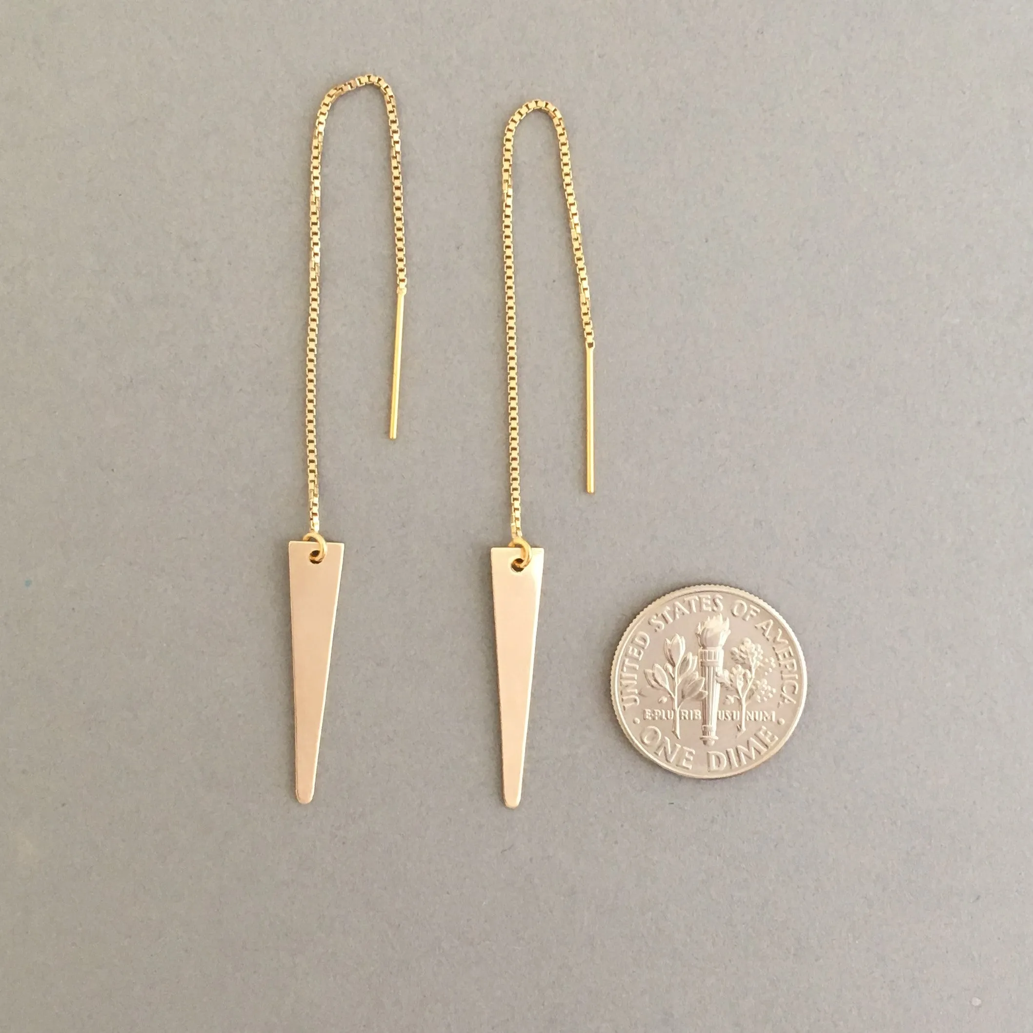 Gold Fill Spike Box Chain Threader Earrings