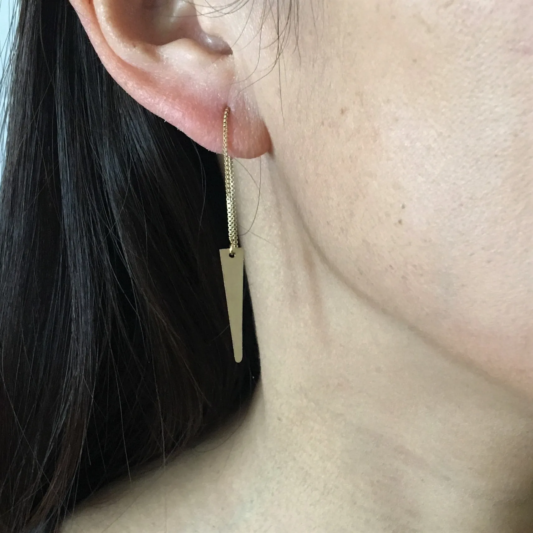 Gold Fill Spike Box Chain Threader Earrings