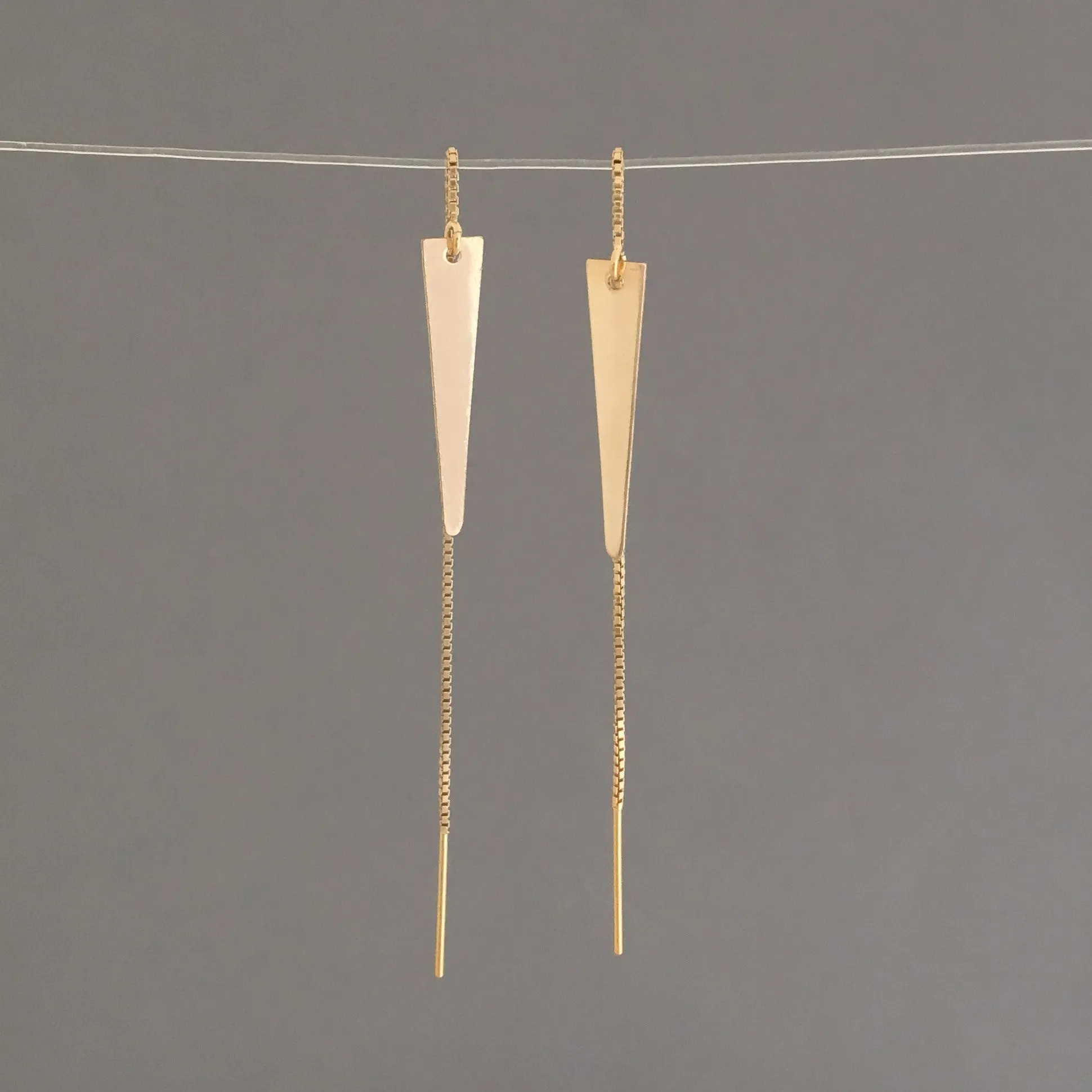 Gold Fill Spike Box Chain Threader Earrings