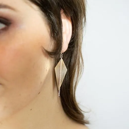 GOLD-FILL SPIKE EARRINGS WITH SILVER CHAIN