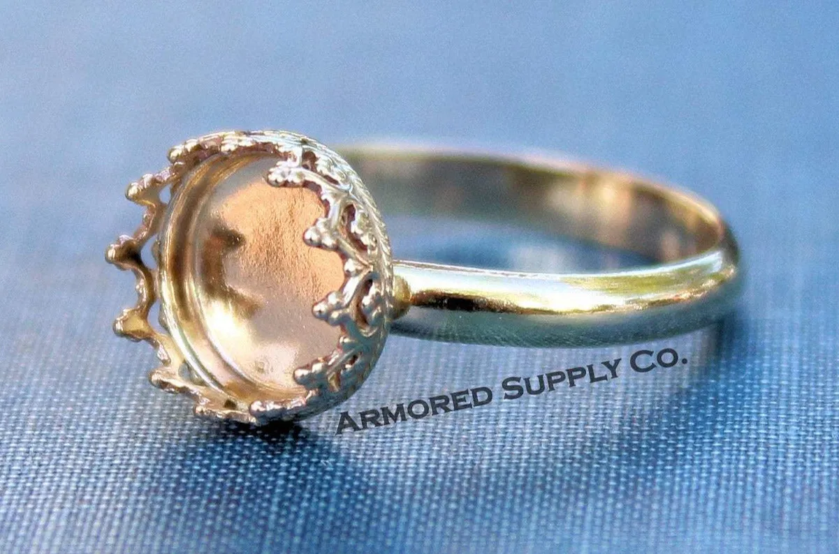 Gold Filled 10mm Crown Bezel Cup Comfort Ring Band blank