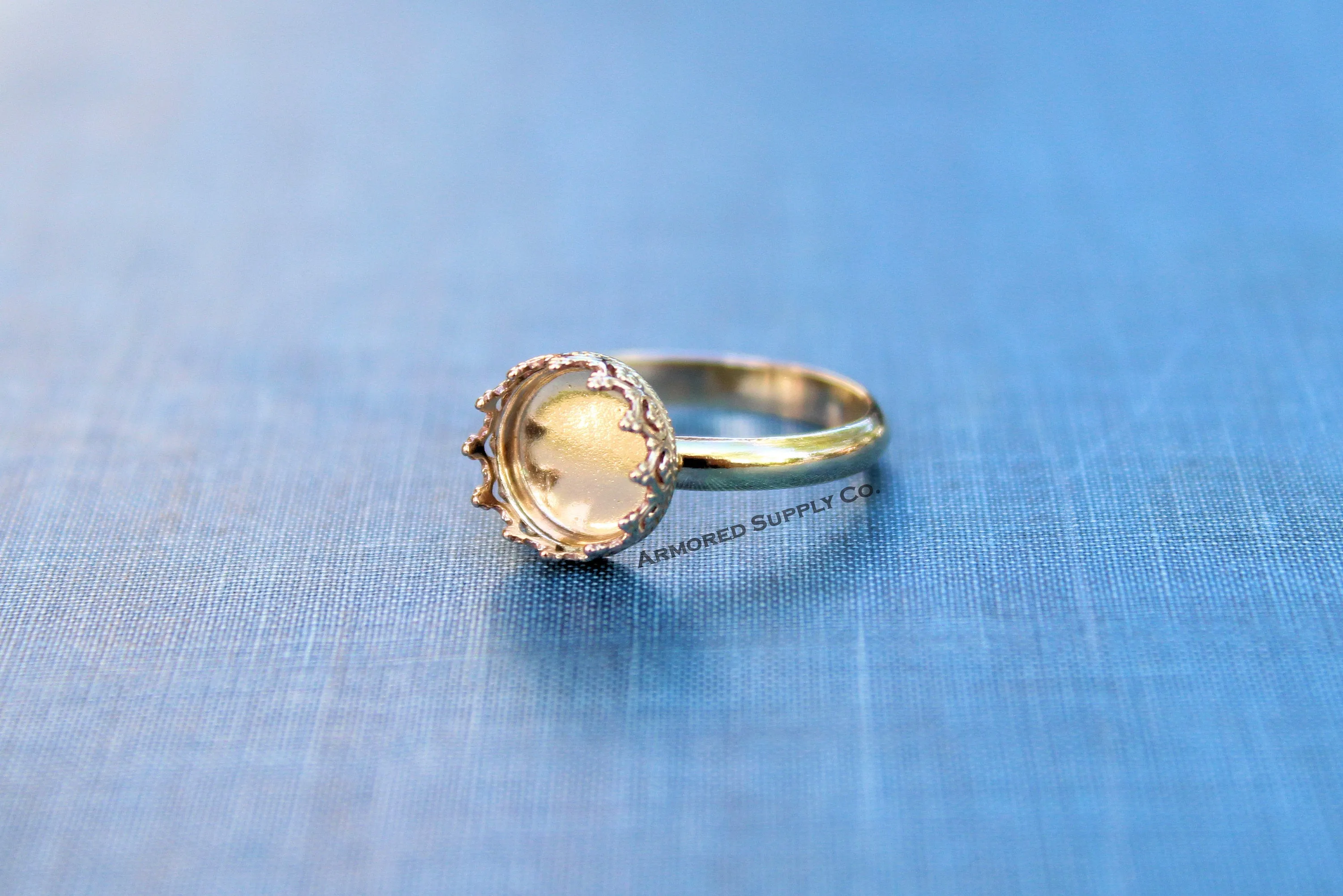 Gold Filled 8mm Crown Bezel Comfort Ring Band blank