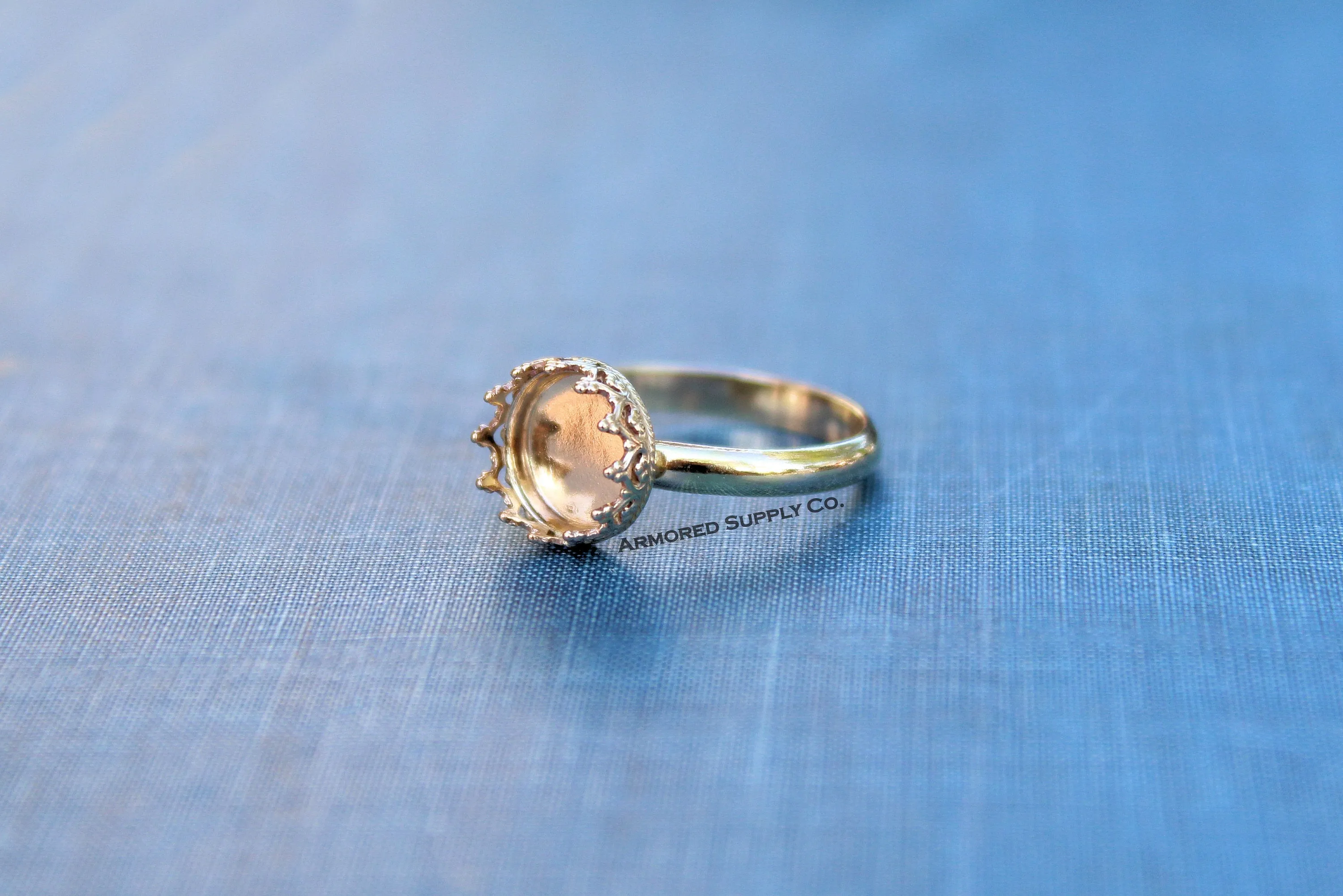 Gold Filled 8mm Crown Bezel Comfort Ring Band blank