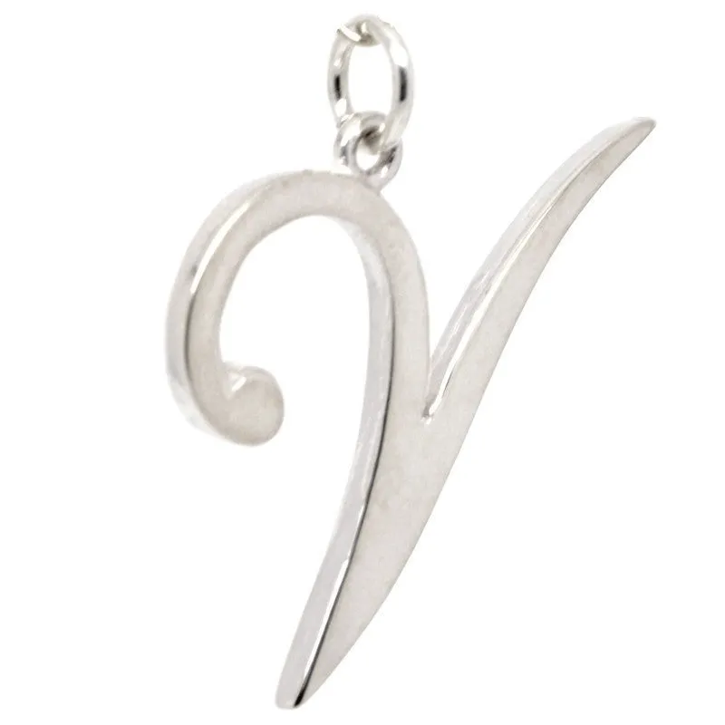 Gold Large Italic V Charm
