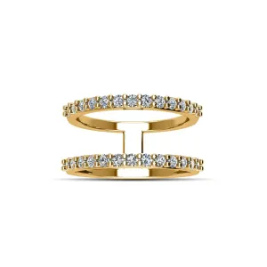 Gold Plated Cubic Zirconia Fashion Geo Ring in Sterling Silver