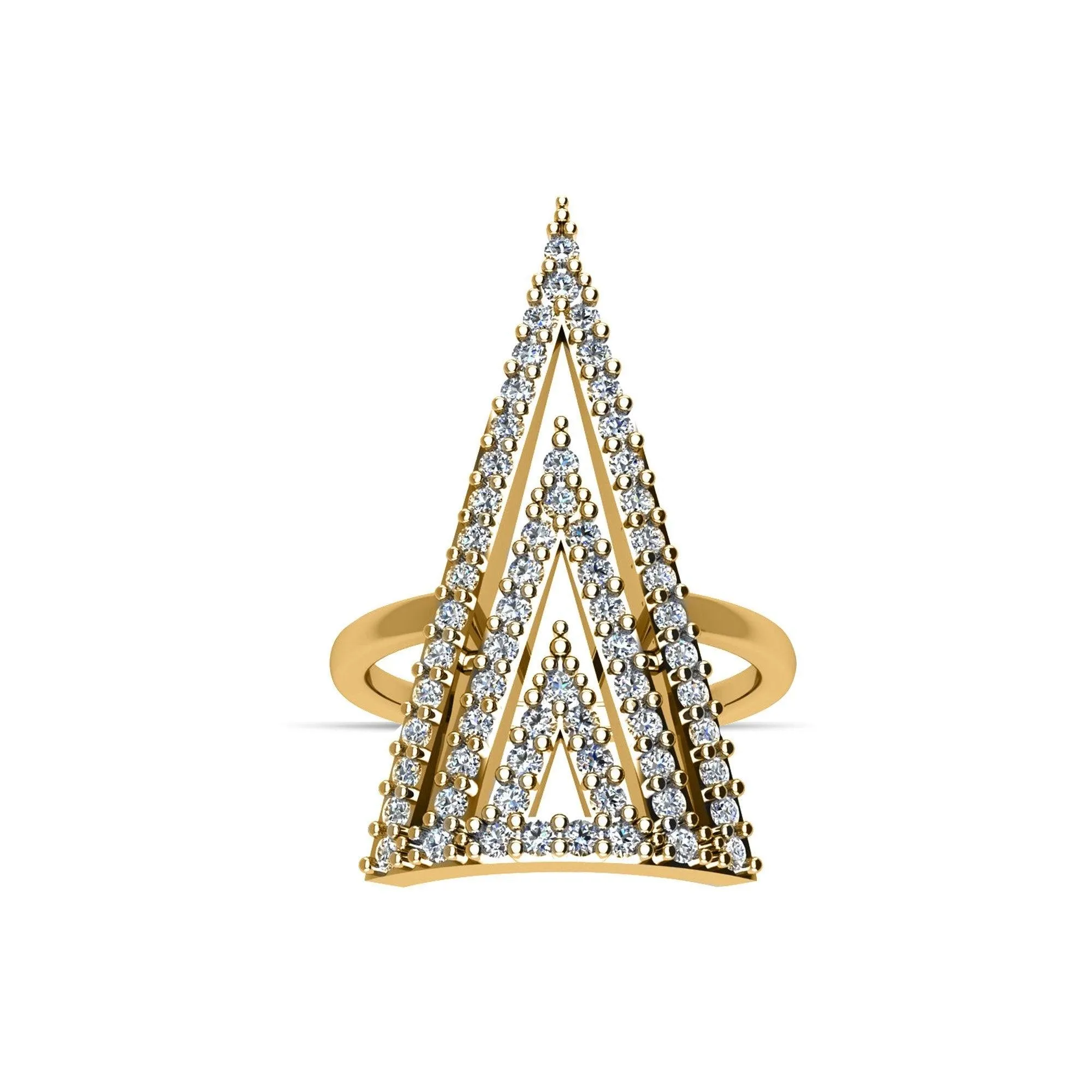 Gold-Plated Cubic Zirconia Fashion Geo Ring in Sterling Silver