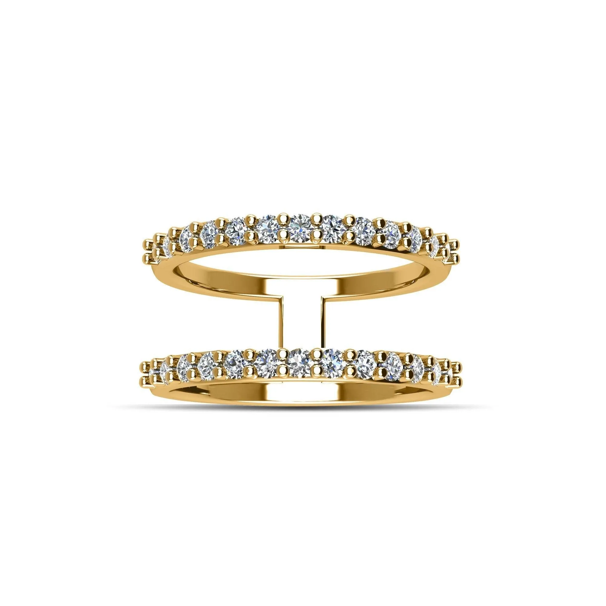 Gold Plated Cubic Zirconia Fashion Geo Ring in Sterling Silver