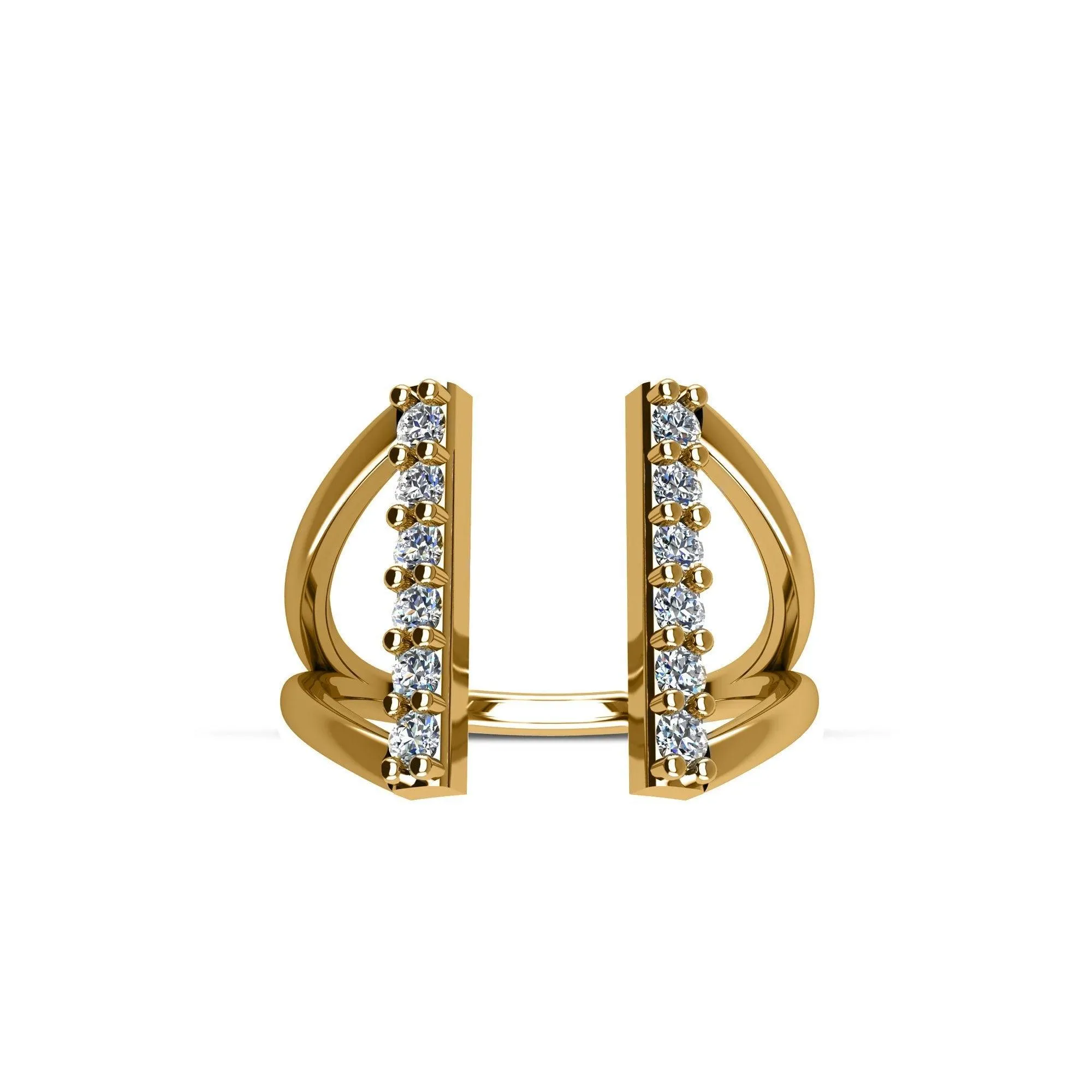 Gold Plated Cubic Zirconia Fashion Geometric Ring in Sterling Silver