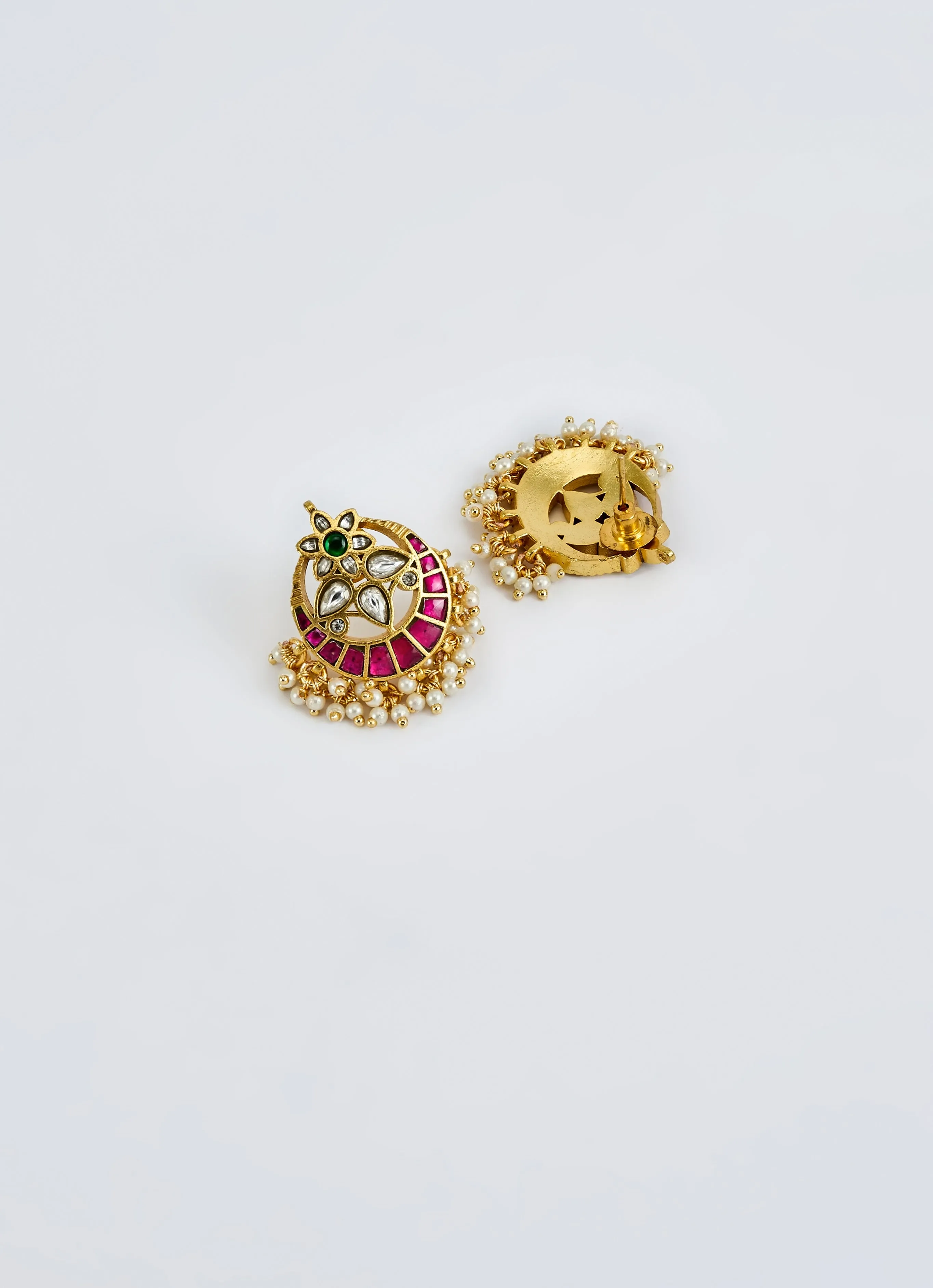 Gold Plated Multi Layered Kundan And Polki Long Necklace Set