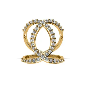 Gold Plated over Sterling Silver Cubic Zirconia Fashion Geo Ring