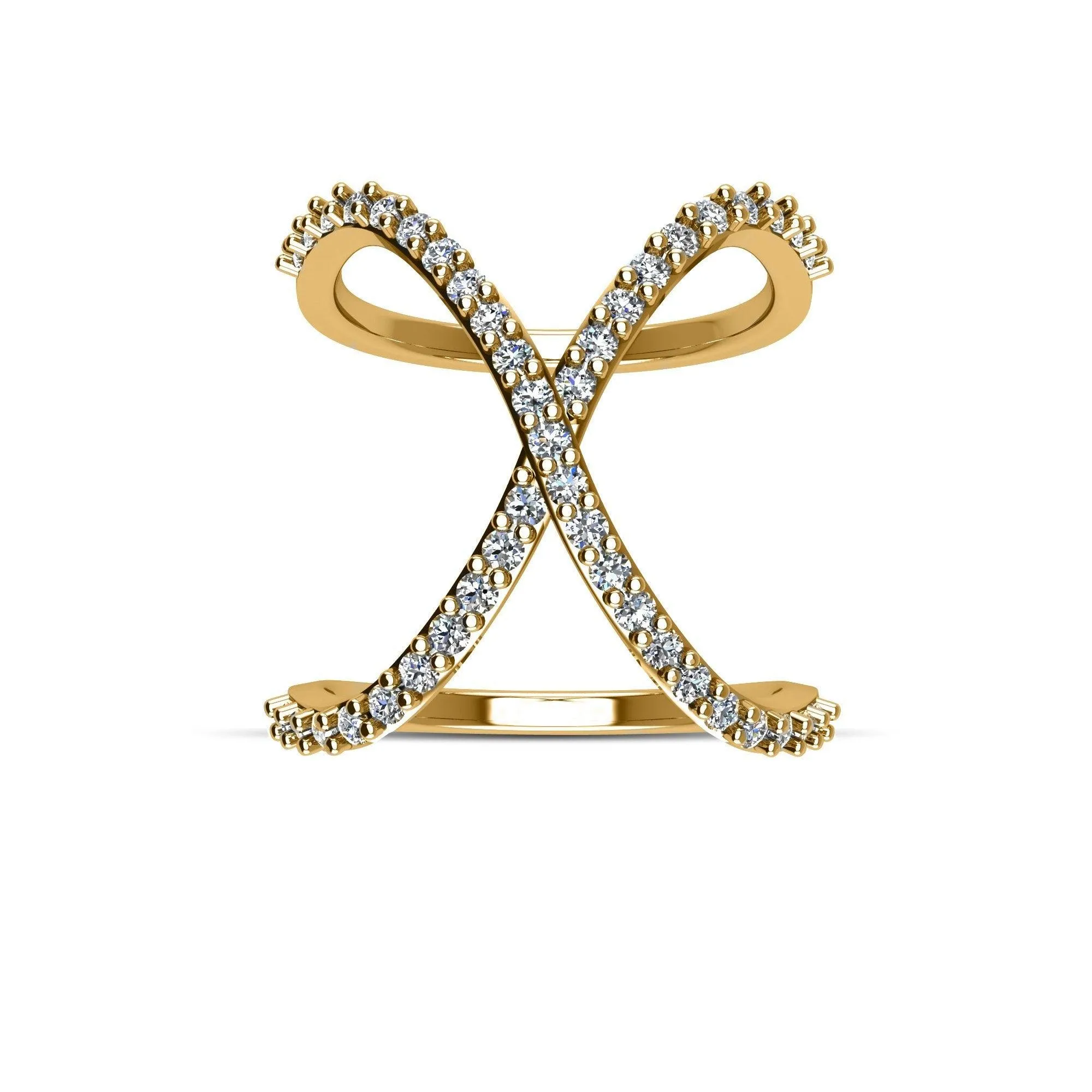Gold Plated over Sterling Silver Cubic Zirconia Fashion Geo Ring