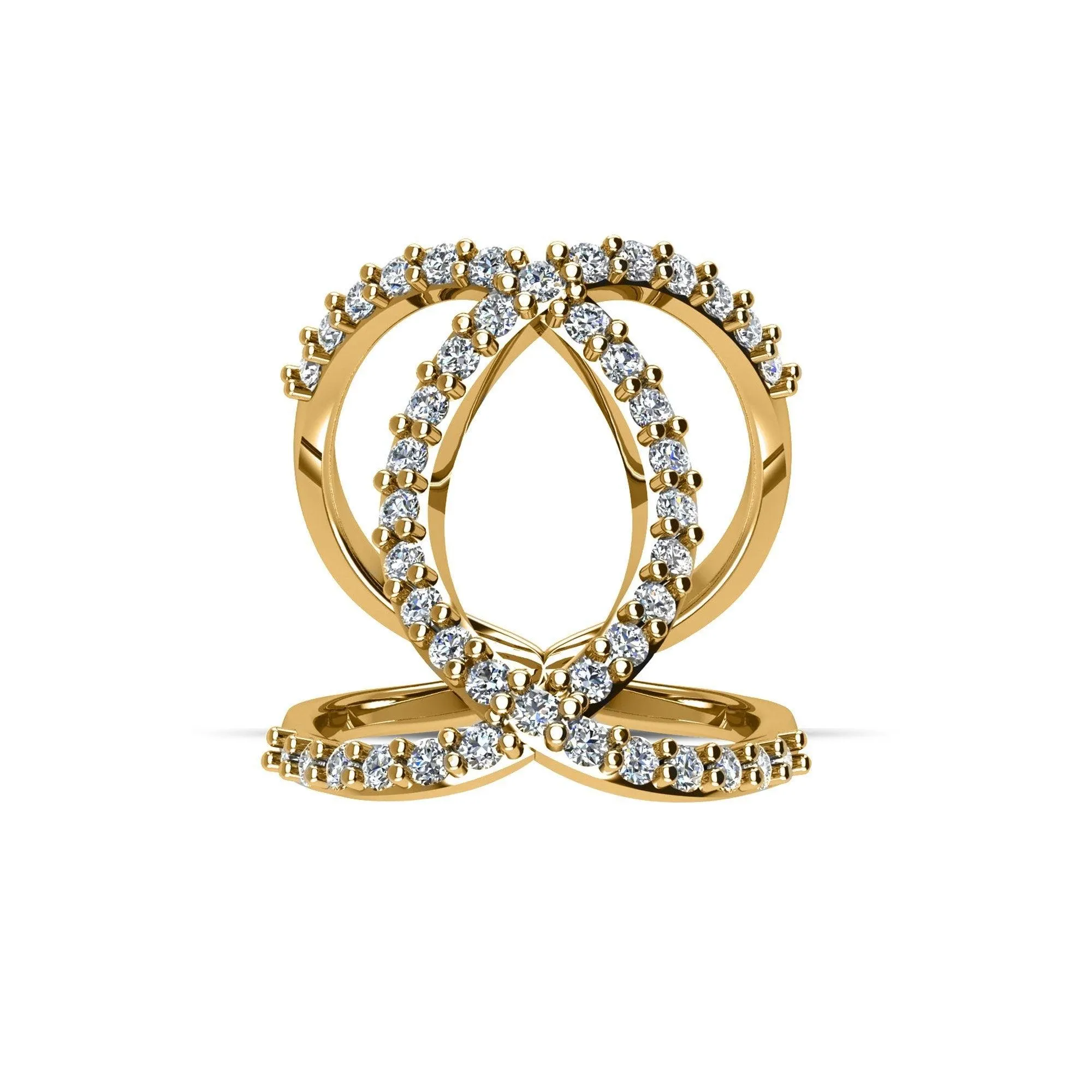 Gold Plated over Sterling Silver Cubic Zirconia Fashion Geo Ring