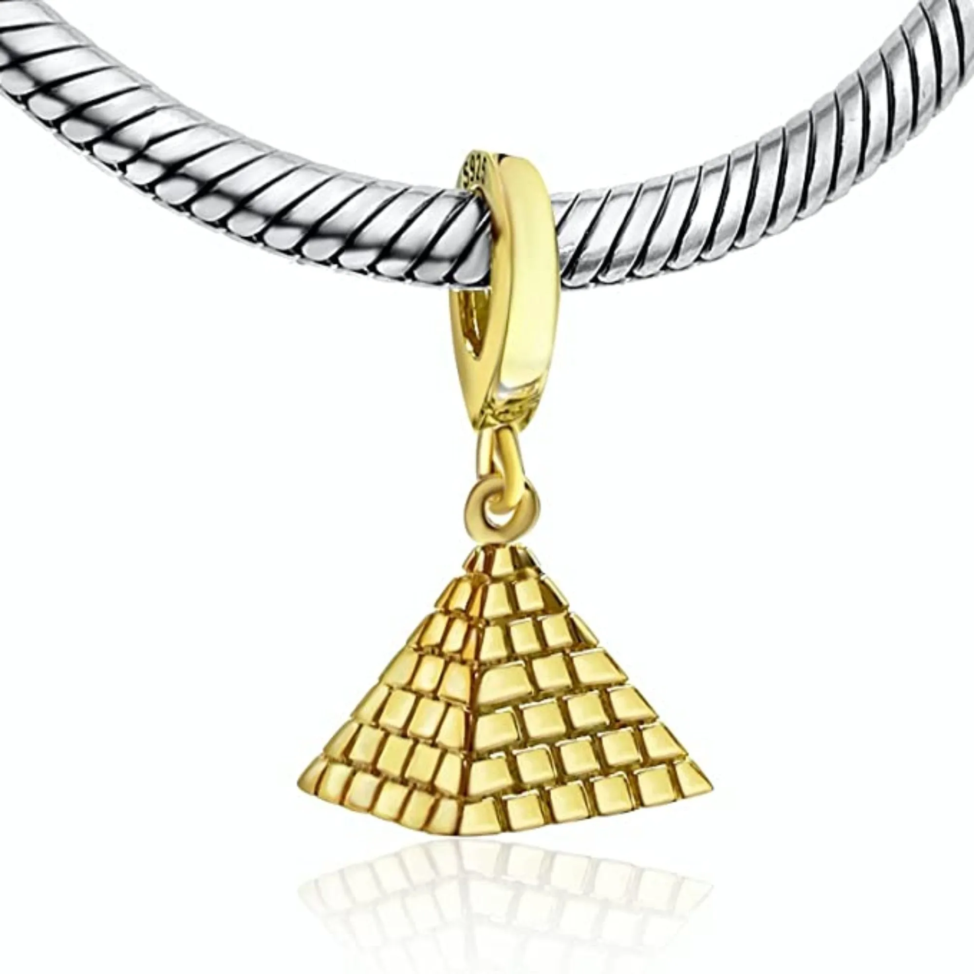 Gold Pyramid Egypt Dangle Pendant Charm