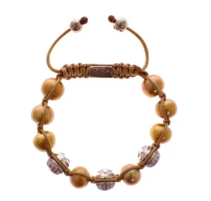 Gold Sea Pearls Pink CZ 925 Silver Bracelet