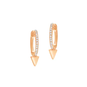 Gold Spike and Diamond Huggie Earrings