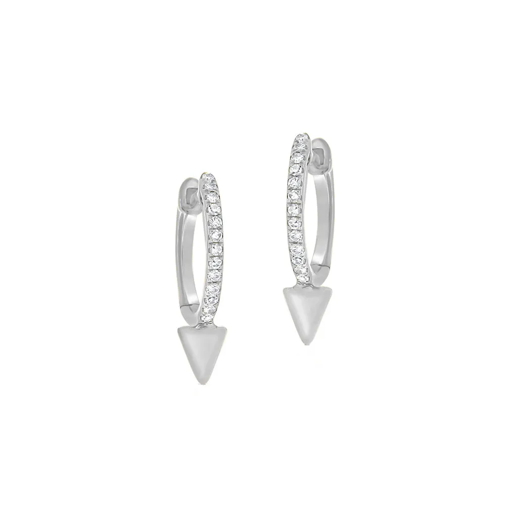 Gold Spike and Diamond Huggie Earrings