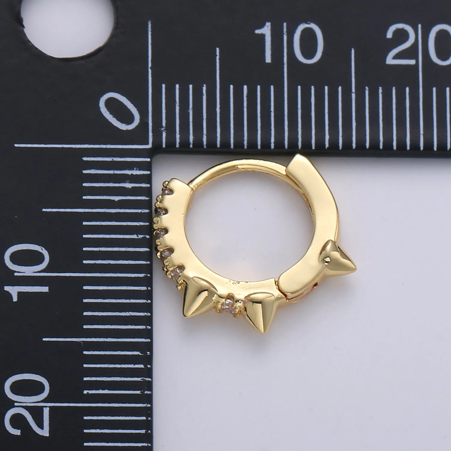 Gold Spike hoops, Tiny Spike Earrings, hoop spike earrings, mini hoops, mini earrings, minimalist earrings, huggie hoops, Dainty hoops P-050
