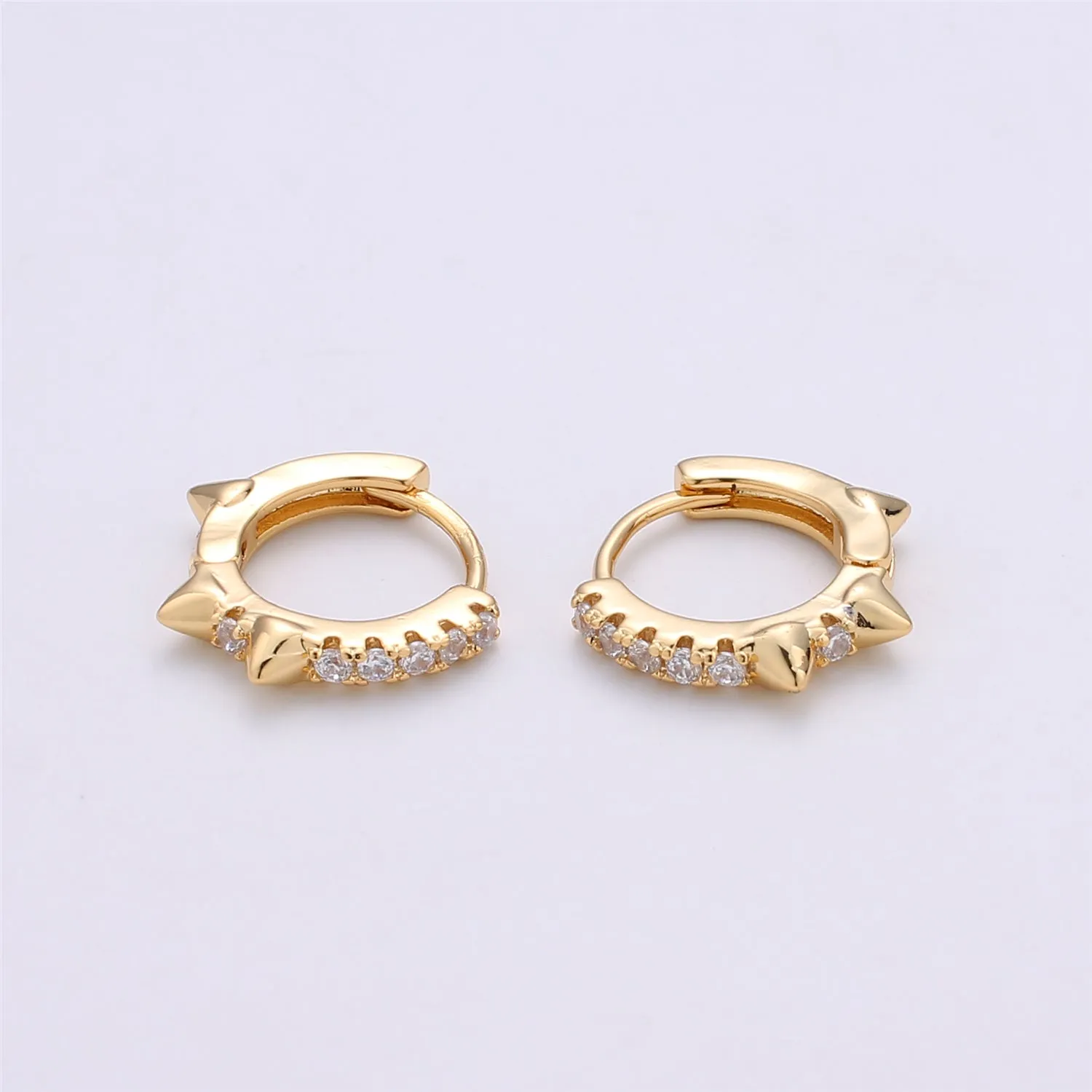 Gold Spike hoops, Tiny Spike Earrings, hoop spike earrings, mini hoops, mini earrings, minimalist earrings, huggie hoops, Dainty hoops P-050