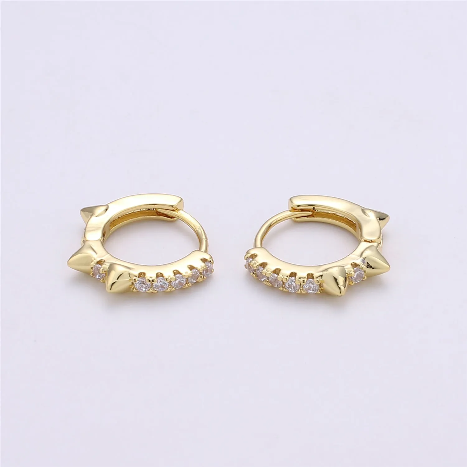 Gold Spike hoops, Tiny Spike Earrings, hoop spike earrings, mini hoops, mini earrings, minimalist earrings, huggie hoops, Dainty hoops P-050