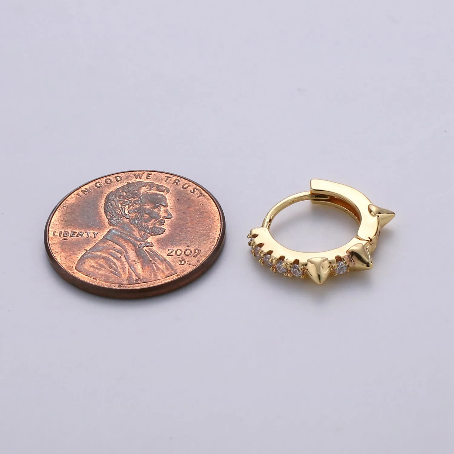 Gold Spike hoops, Tiny Spike Earrings, hoop spike earrings, mini hoops, mini earrings, minimalist earrings, huggie hoops, Dainty hoops P-050