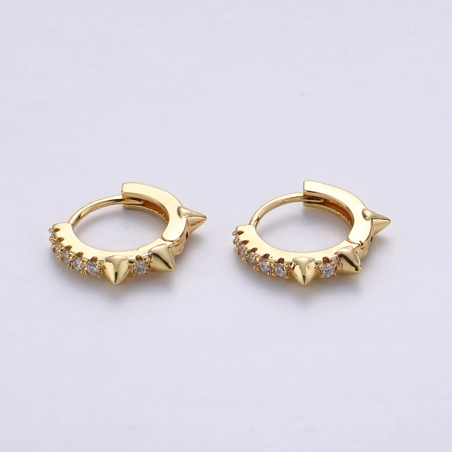 Gold Spike hoops, Tiny Spike Earrings, hoop spike earrings, mini hoops, mini earrings, minimalist earrings, huggie hoops, Dainty hoops P-050