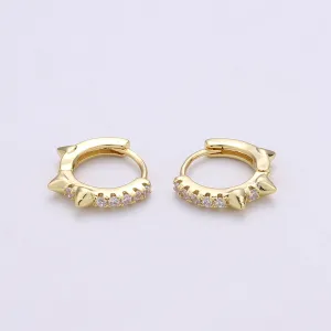 Gold Spike hoops, Tiny Spike Earrings, hoop spike earrings, mini hoops, mini earrings, minimalist earrings, huggie hoops, Dainty hoops P-050
