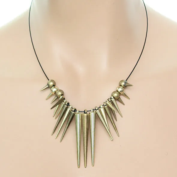 Gold Spike Nylon Necklace Set